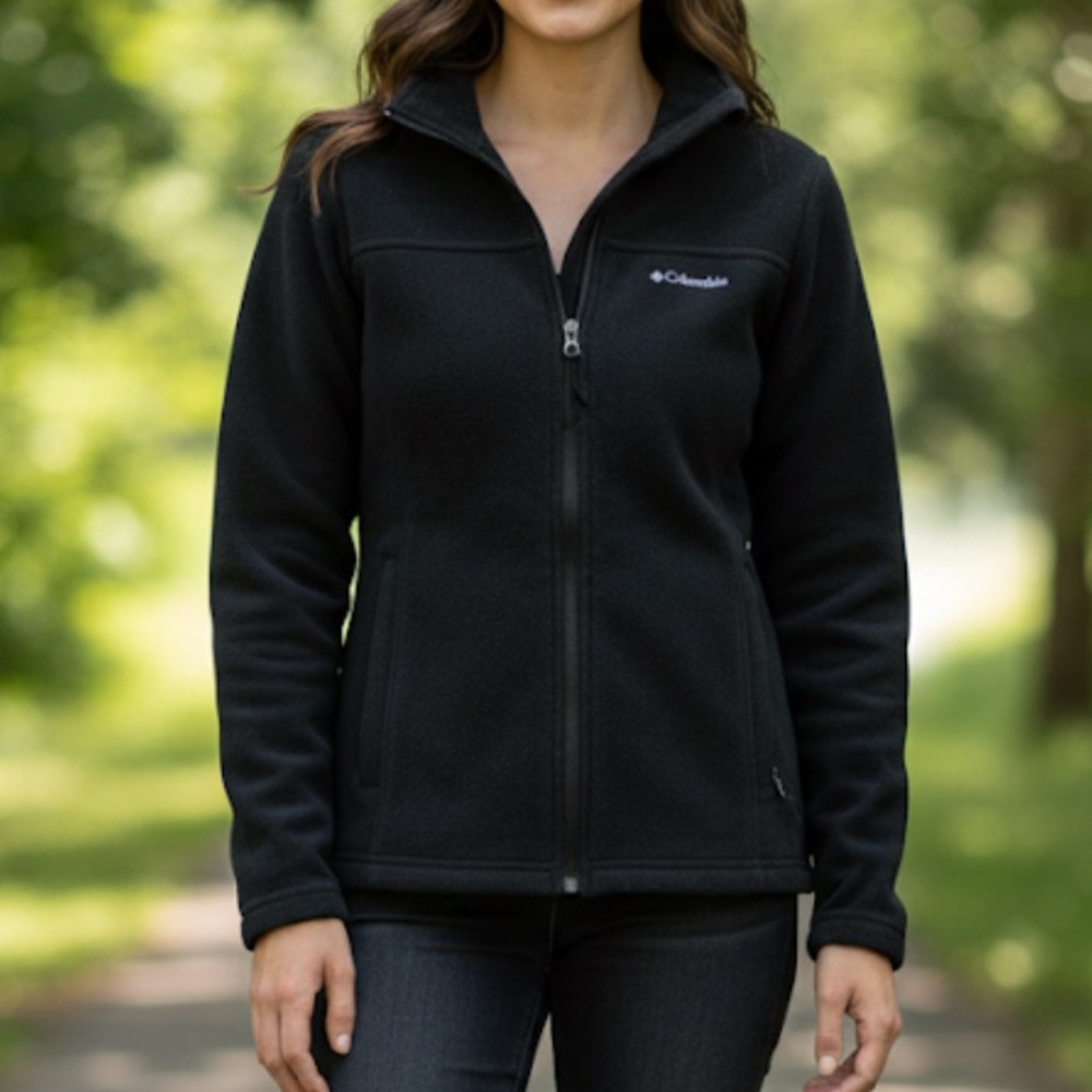 Columbia Black Fleece Zip-up Top Small 19”